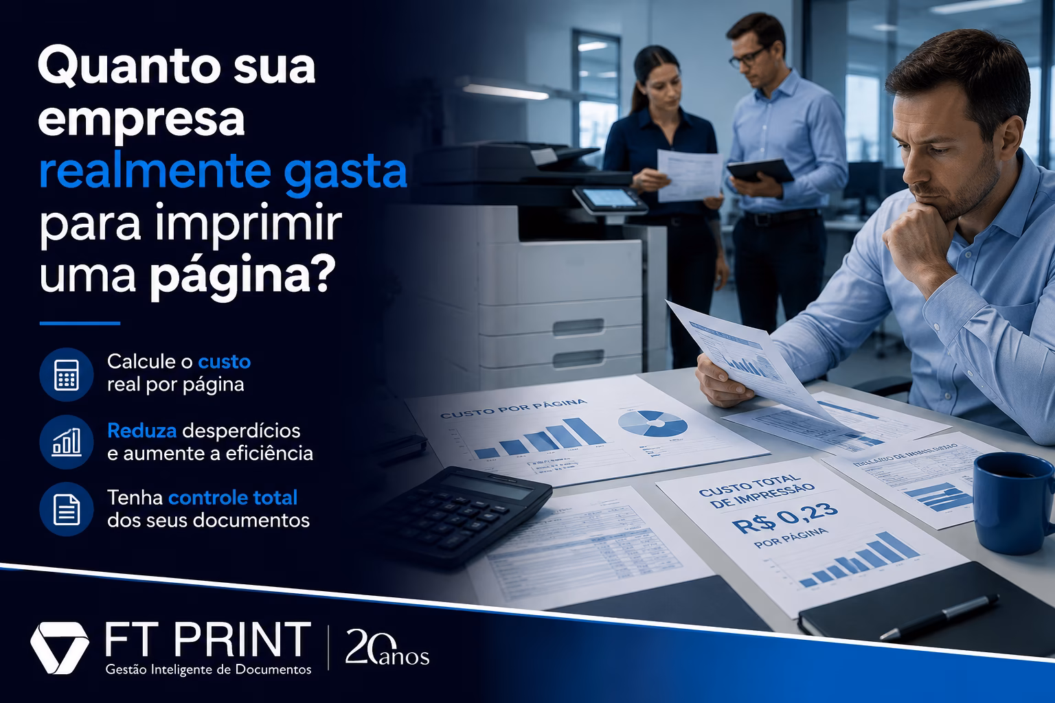 Quanto custa imprimir uma página na sua empresa?